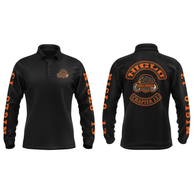 Polo Homme Manches Longues Noir - CLUB NIGLO
